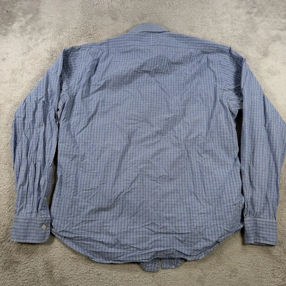Polo Ralph Lauren Shirt Mens Large 16.5 Blue Check Regent Classic Fit 36/37